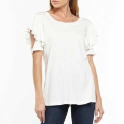 Budget 👏 Aratta Kelsey Ruffle Sleeve T-Shirt - White 🎉