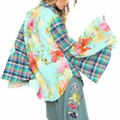 Best Pirce 🔔 Aratta Bouquet Plaids 👕 Shirt Teal Teal Blue ⌛ -Cheap Aratta Store unnamed file 187