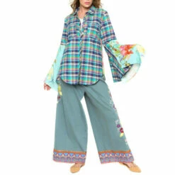 Best Pirce 🔔 Aratta Bouquet Plaids 👕 Shirt Teal Teal Blue ⌛ -Cheap Aratta Store unnamed file 189