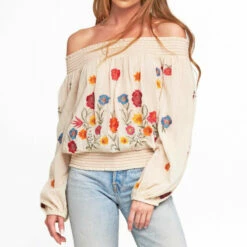 Hot Sale 🔥 Aratta Vintage Off-the-Shoulder Tulips Blouse 🎁