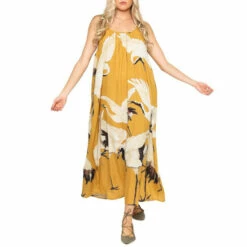 Outlet 🤩 Aratta Mustard Cranes Of Heaven Maxi 👗 Dress 😍