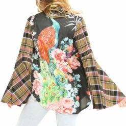 Outlet 🌟 Aratta Peacock Paradise Plaid 👚 Shirt Black Black/fuchsia 👍 -Cheap Aratta Store unnamed file 8