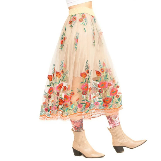 Wholesale π₯° Aratta Vintage Tulips π Skirt Beige Beige π₯ 4 Wholesale π₯° Aratta Vintage Tulips π Skirt Beige Beige π₯ - Image 4